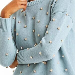 NEW Mestiza New York  Dolcetto Cadiz Pearl Crochet Ribbed Sweater Blue Size: XS